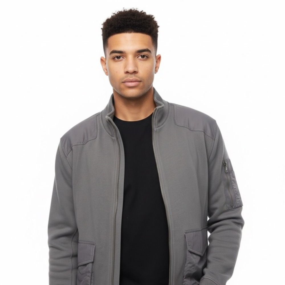 [JUST IN] INC International Concepts Men’s Utility Bomber Jacket - Grey Green L